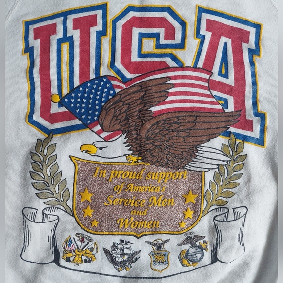Vintage USA Eagle & Flag Military Crewneck - Picture 2 of 8